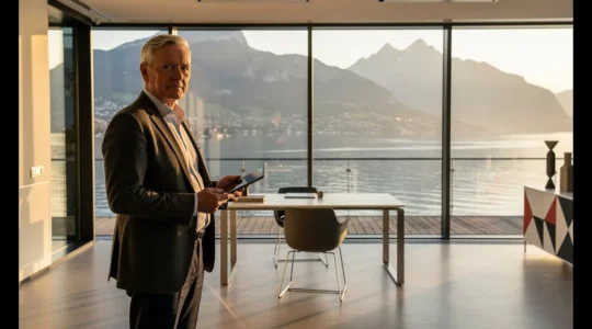 Professionnel senior dans un environnement de bureau moderne en Suisse