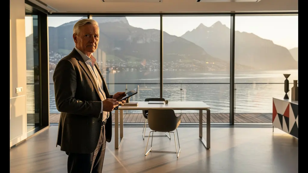 Professionnel senior dans un environnement de bureau moderne en Suisse