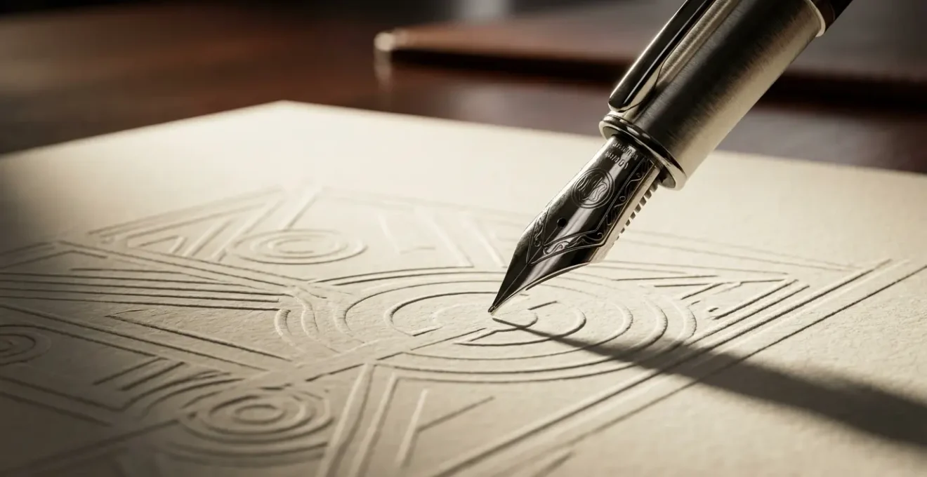 Vue macro d'un stylo plume sur un contrat avec mise au point sélective créant un flou artistique